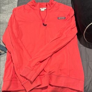 Vineyard Vines Red Zip Up Sweater with Stand-Up Collar